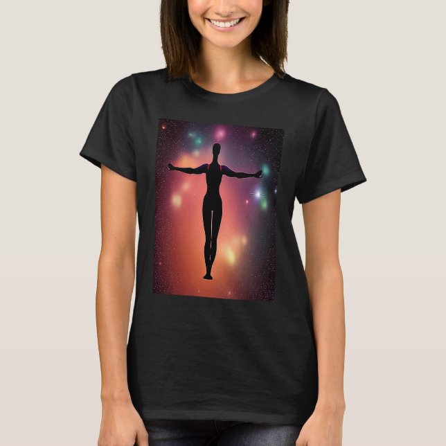 Camiseta Yoga Girl Female Sun Salutation Meditation Chakra  (Frente)