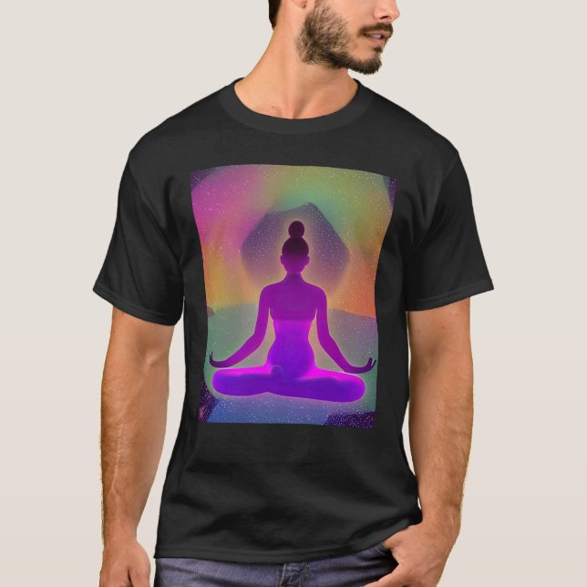 Camiseta Yoga Girl Female Sun Salutation Meditation Chakra  (Frente)