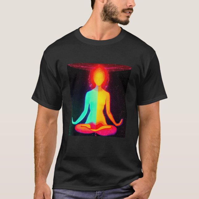 Camiseta Yoga Girl Female Sun Salutation Meditation Chakra  (Frente)