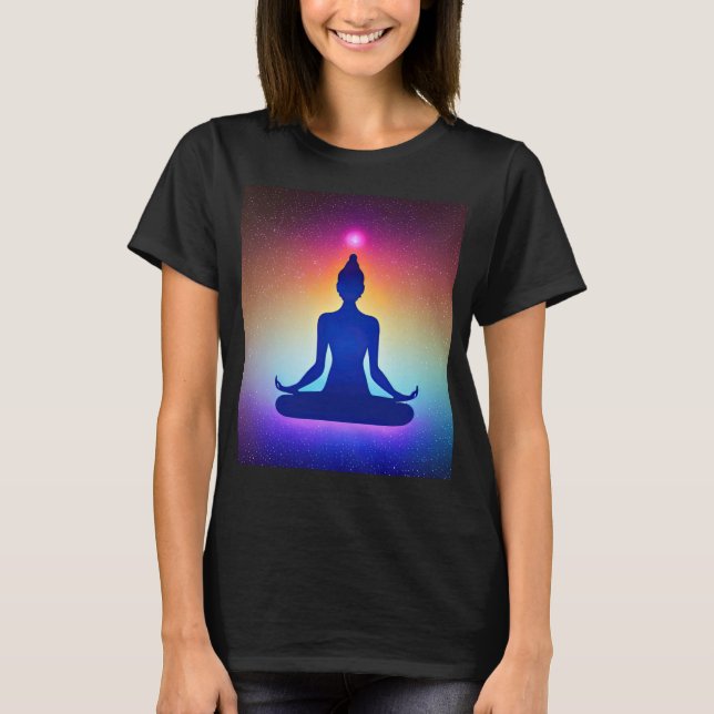 Camiseta Yoga Girl Female Sun Salutation Meditation Chakra (Frente)