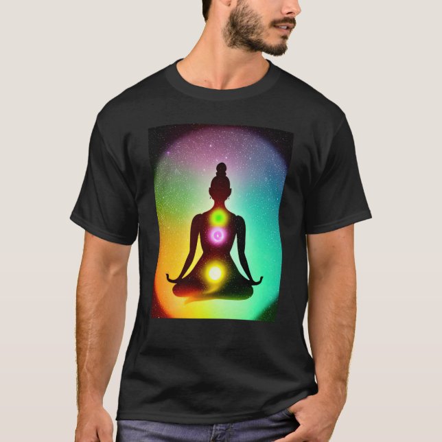 Camiseta Yoga Girl Female Sun Salutation Meditation Chakra (Frente)