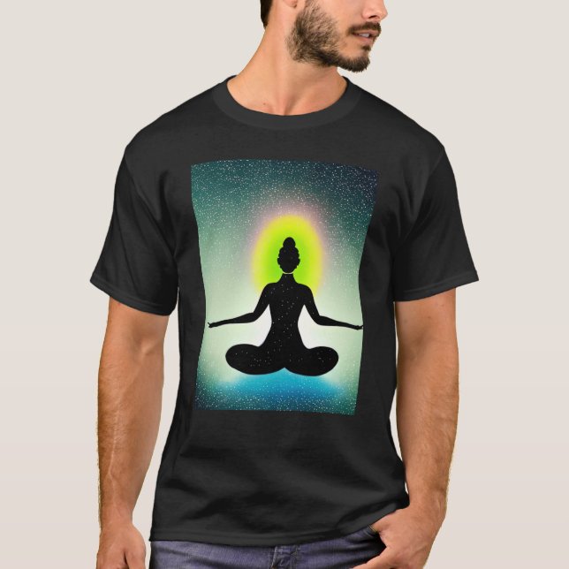 Camiseta Yoga Girl Female Sun Salutation Meditation Chakra  (Frente)