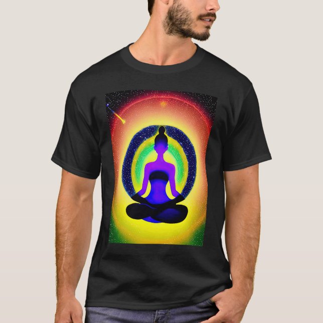 Camiseta Yoga Girl Female Sun Salutation Meditation Chakra  (Frente)
