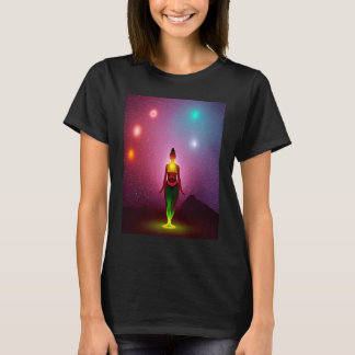 Camiseta Yoga Girl Female Sun Salutation Meditation Chakra