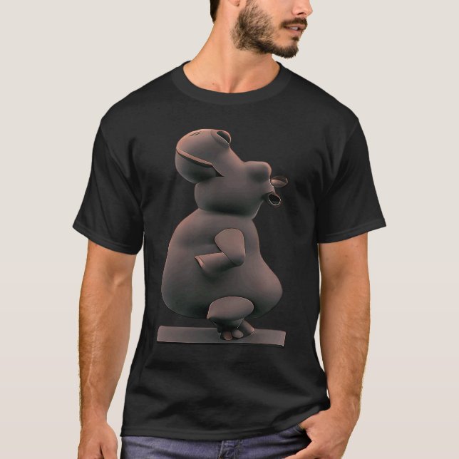 Camiseta Yoga Hippo Stripo a pose (Frente)