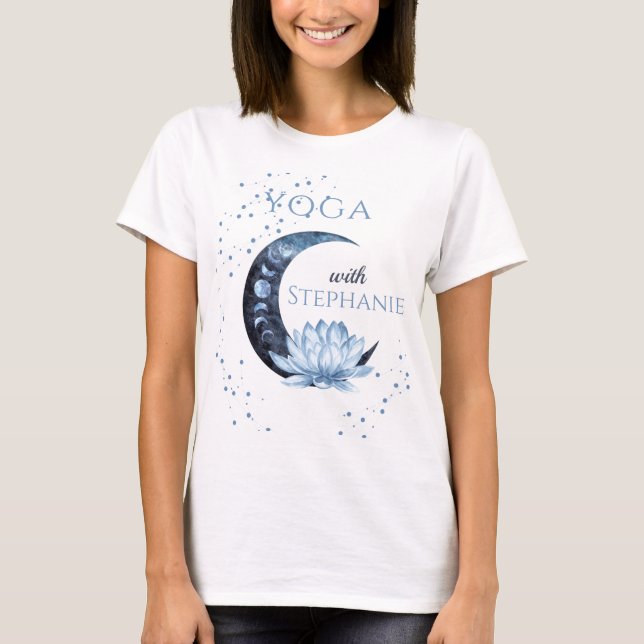Camiseta Yoga Instrutor Blue Lotus Flower Class (Frente)