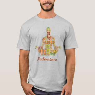 Camiseta Yoga Lotus Pose em tons de laranja e verde