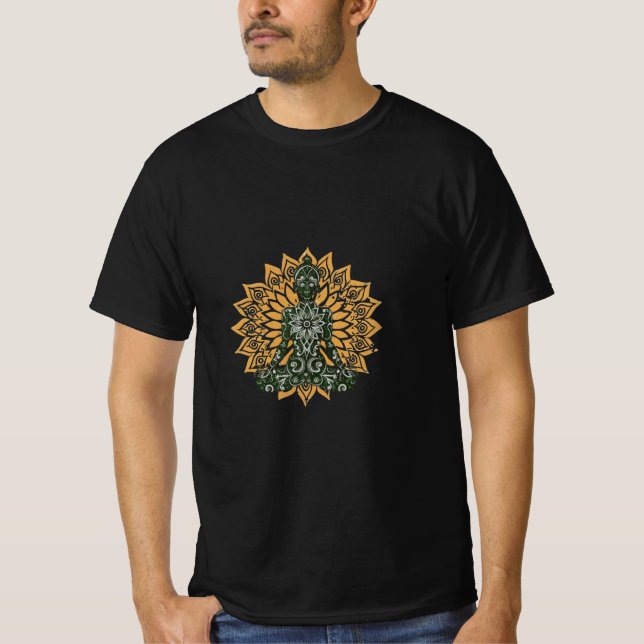 Camiseta Yoga Lotus Pose Zen Gráfico (Frente)