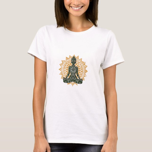 Camiseta Yoga Lotus Pose Zen Gráfico (Frente)