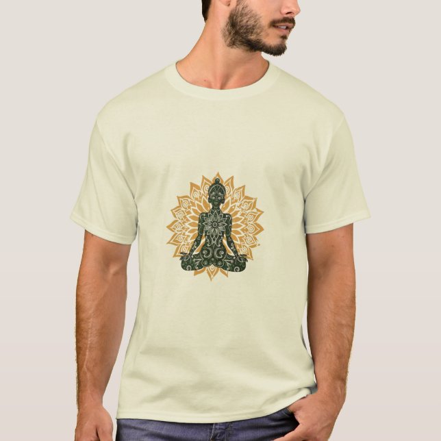 Camiseta Yoga Lotus Pose Zen Gráfico (Frente)