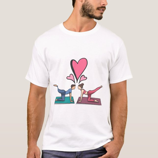 Camiseta Yoga Love "Partner Pose" "Heart to Heart" (Frente)