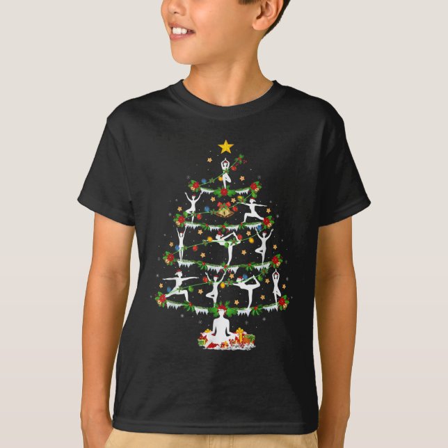 Camiseta Yoga Lover Xmas Lighting Yoga Christmas Tree  (Frente)