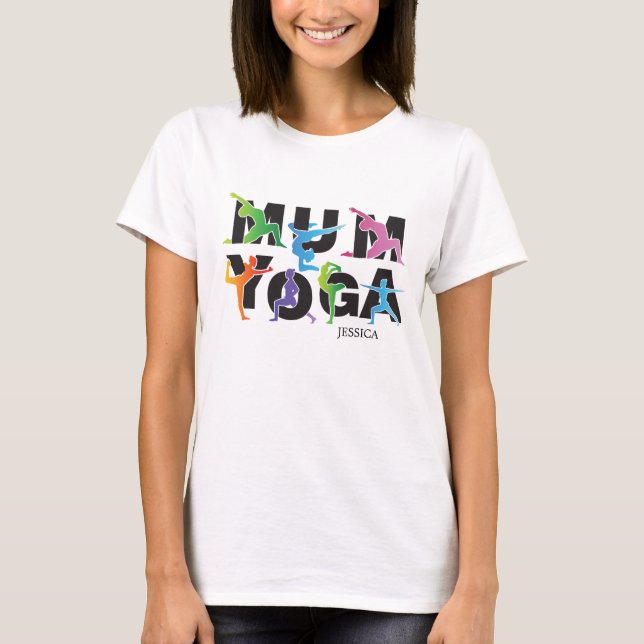 Camiseta Yoga Mãe Meditação Hobby Bonita Mãe (Frente)
