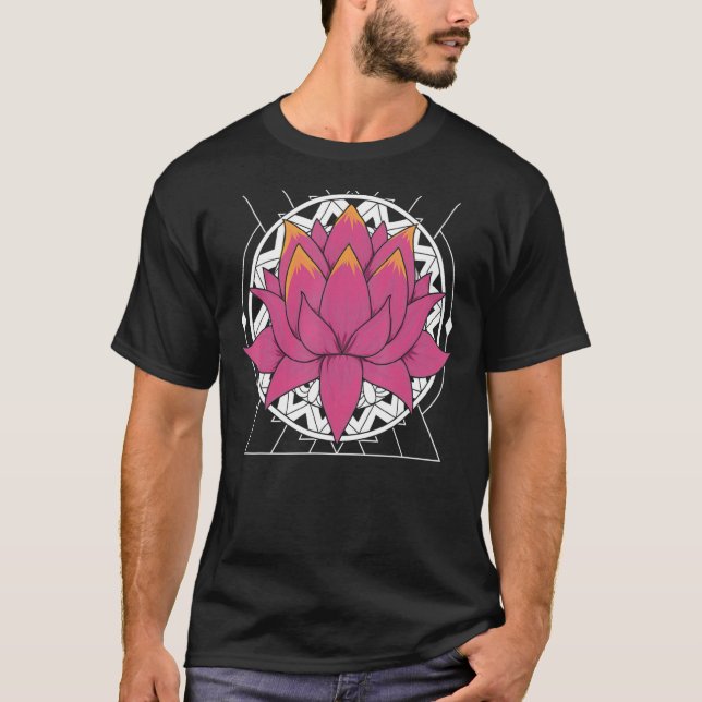 Camiseta Yoga Mandala Geometria Fractal Floral Boho Lotus F (Frente)
