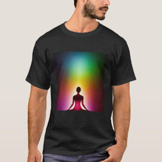 Camiseta Yoga Menina Fêmea Saudação Solar Meditação Chakra
