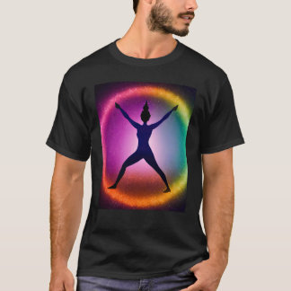 Camiseta Yoga Menina Fêmea Saudação Solar Meditação Chakra