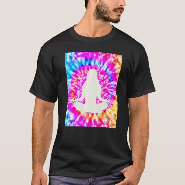 Camiseta Yoga Namaste Moon Tie Die Buda Flores (Frente)
