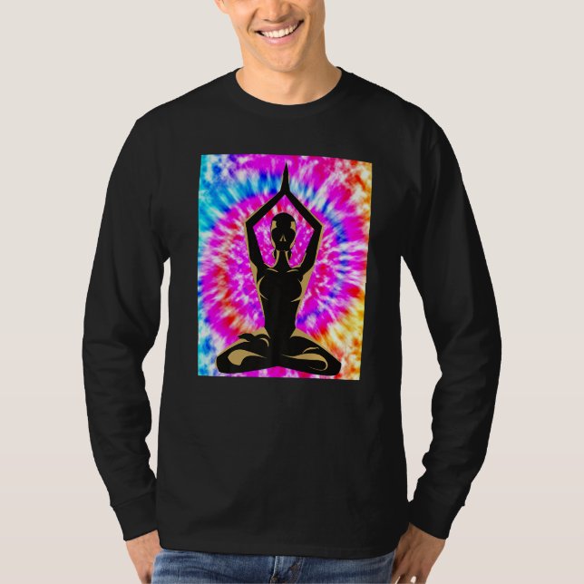 Camiseta Yoga Namaste Moon Tie Die Buddha Pose   (Frente)