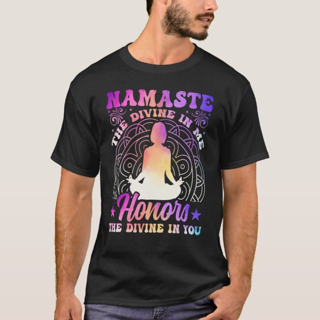 Camiseta Yoga Namaste the Divine in Me Spiritual Yoga Medit (Frente)