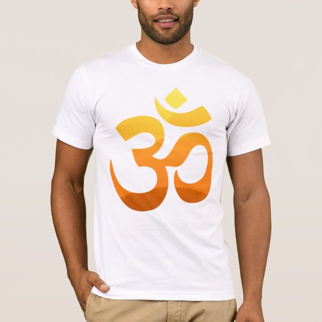 Camiseta Yoga Om Mantra Dourado Design frontal branco mascu (Frente)