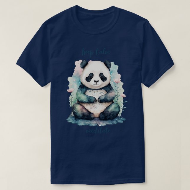 Camiseta yoga panda mantenha a meditação calma (Frente do Design)