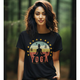 Camiseta Yoga Peace Love Pilata Zen Exercise Tshirt