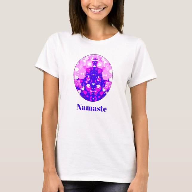 Camiseta Yoga Pose Namastê T-Shirt Sentado A Rosa Espiritua (Frente)