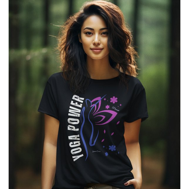 Camiseta Yoga Power Inspirational Typoografia Yoga Tshirt (Criador carregado)