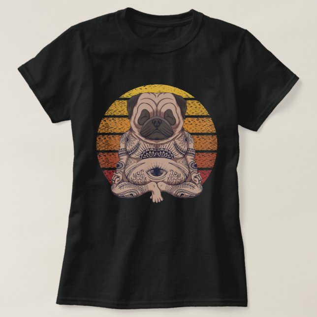 Camiseta Yoga Pug (Frente do Design)