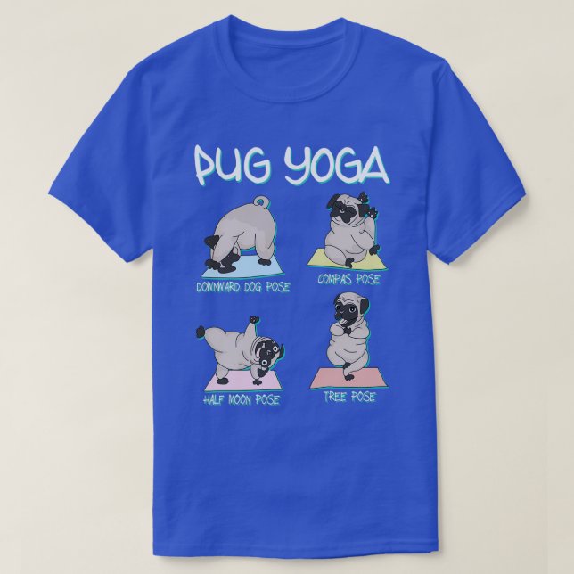 Camiseta Yoga Pug Dog Poses (Frente do Design)