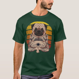 Camiseta Yoga Pug Dog Sunset Vintage