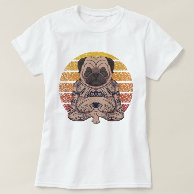 Camiseta Yoga Pug T-Shirt (Frente do Design)
