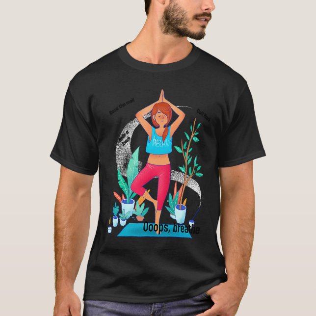 Camiseta Yoga respira poderosa design de amor próprio inspi (Frente)