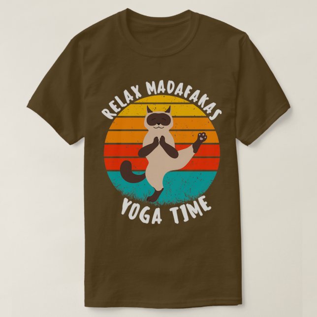 Camiseta yoga retro madafakas siamês fazendo yogaT (Frente do Design)