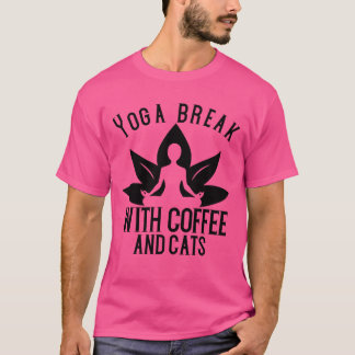 Camiseta Yoga rompe com café e amigo de gatos