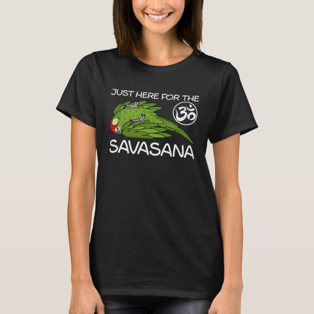 Camiseta Yoga Savasana Papagaio Mexicano Vermelho à Amazôni (Frente)