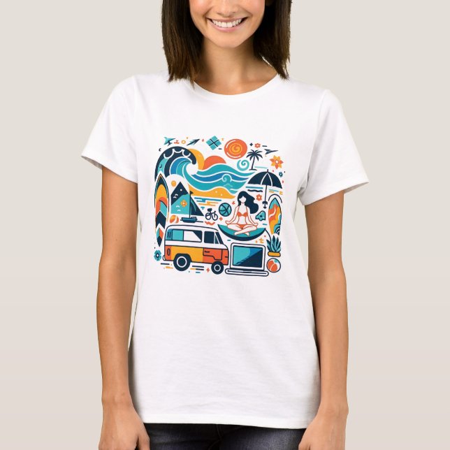 Camiseta Yoga Surfer Girl Digital (Frente)