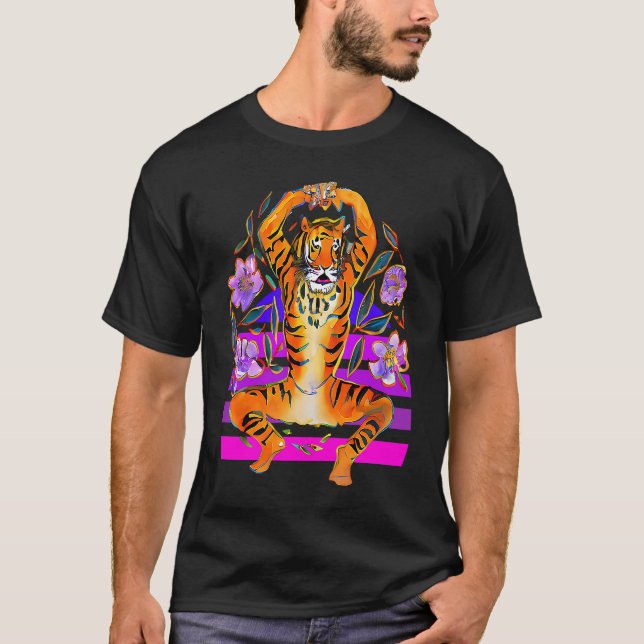 Camiseta Yoga Tiger in Flowers (Frente)