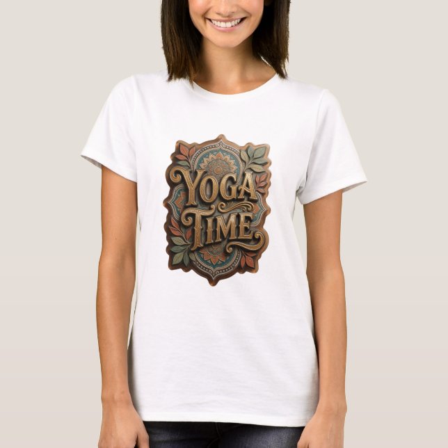 Camiseta YOGA TIME dourada e atraente (Frente)