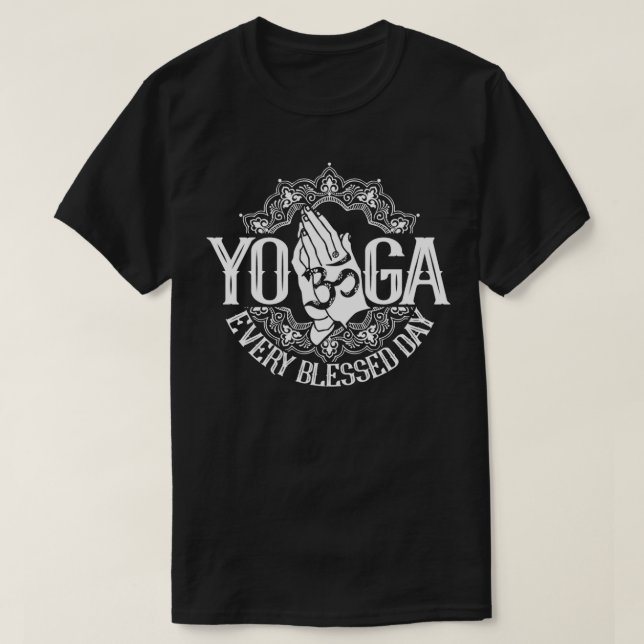 Camiseta Yoga Todo Dia Abençoado Coleção Azul (Frente do Design)