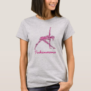 Camiseta Yoga Triangle Pose Trikonasana em tons de rosa