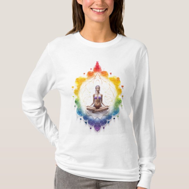 Camiseta Yogi Elegance: Yoga Sweatshirt da Serene Mulheres (Frente)