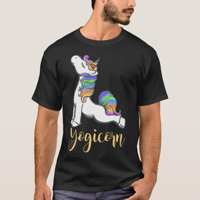 Camiseta Yogicorn Cute Magic Yoga Workout Gym Ajustado (Frente)