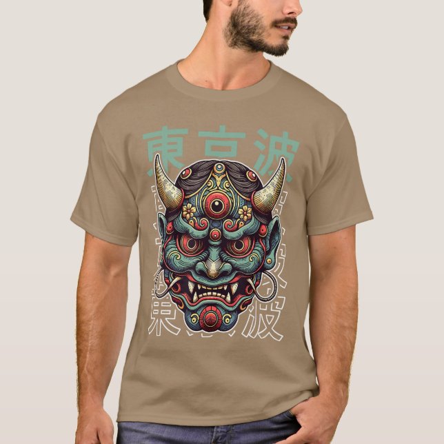 Camiseta Yokai Oni Face Mask Japanese Devil Japanese Demon  (Frente)
