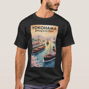 Camiseta Yokohama Japão Ilustração Arte de Viagem Vintage
