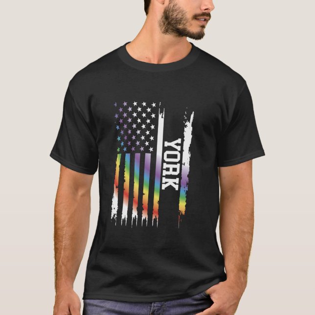 Camiseta York Estados Unidos afloraram o arco-íris com band (Frente)