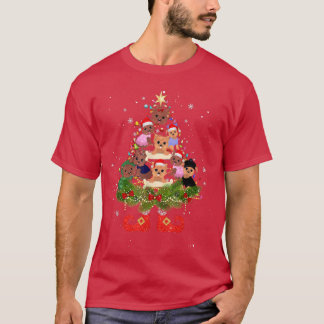 Camiseta Yorkie Árvore de Natal Luz Fora de Papai Noel Boni