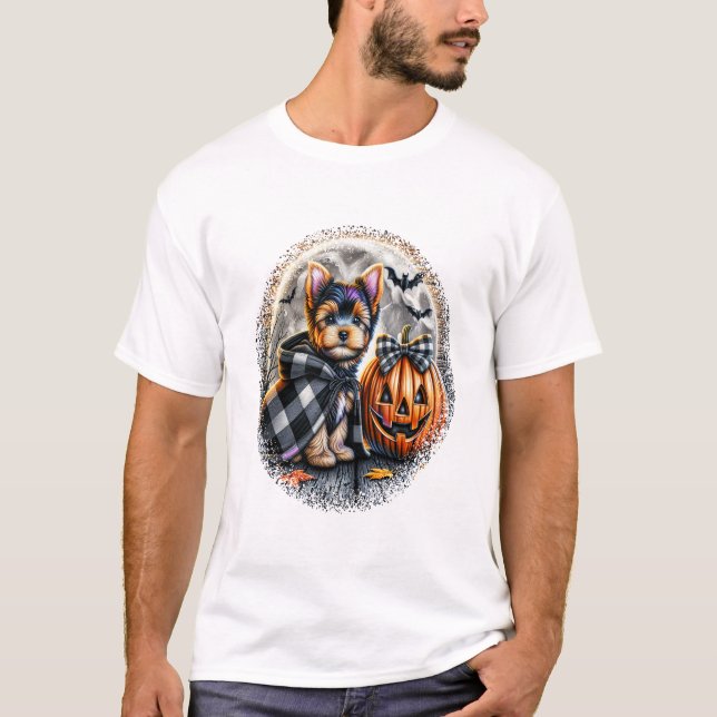 Camiseta Yorkie Cachorro Halloween (Frente)