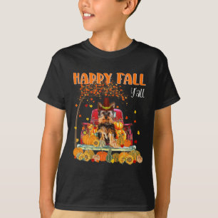 Camiseta Yorkie Dog Autumn Fall Pumpkin Caminhão Mappe Graç