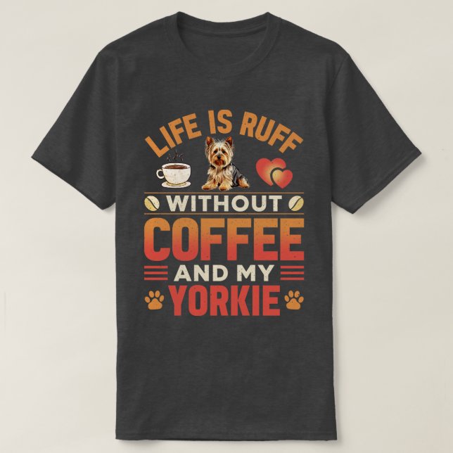 Camiseta Yorkie Dog E Café (Frente do Design)
